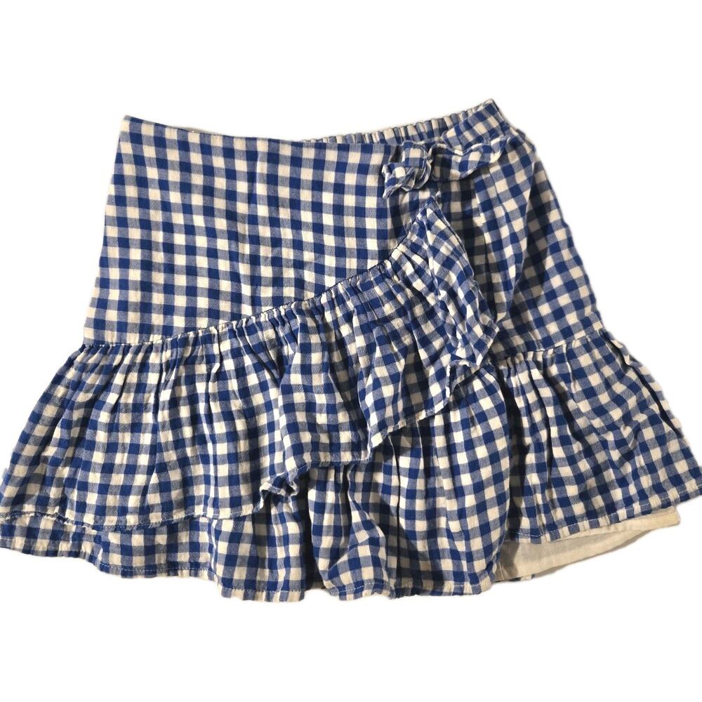 Cat & Jack Navy and White Gingham Ruffled Skirt